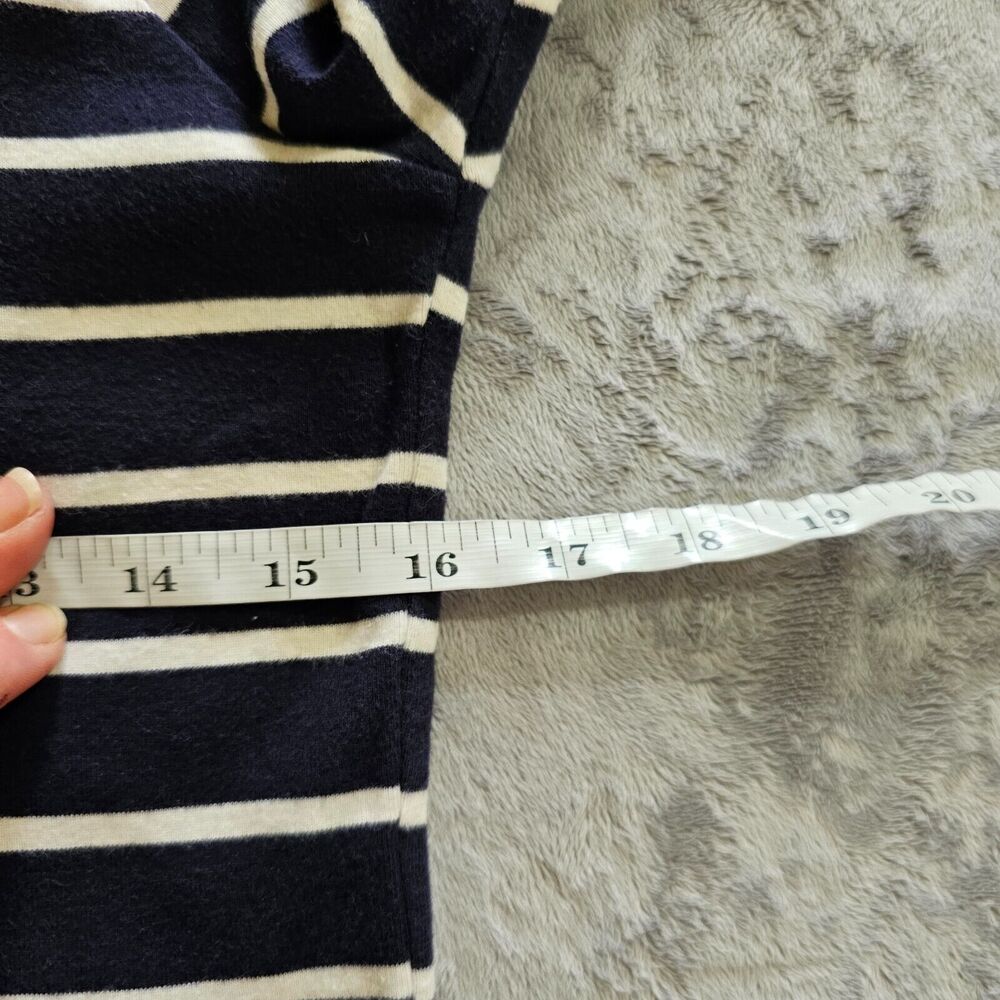 Talbots Top Women Medium Blue Pima Stripe Button Round Neck 3/4 Sleeve Nautical - Picture 6 of 10